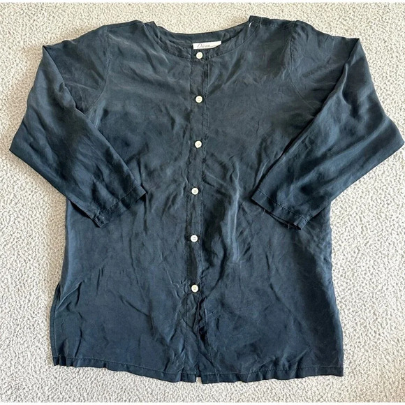 Diana Marco Womens Silk Tunic Button Down Boho Lagenlook - Picture 1 of 16